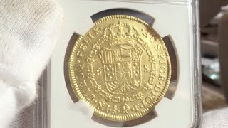 Spanish Colonial 8 Escudos Chile 1815  Massive Historical Gold Coin [upl. by Ettenahc]