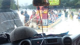 Speed Boat Crosses River with Toyota Land cruiser  Yalu river Lae Morobe Province [upl. by Gilford905]