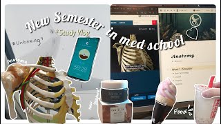 New Semester in Med School Vlog 🩺  Studying Prepping Unboxing [upl. by Esyahc]