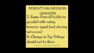 Conditions for paralleling of Transformers electrical electricalcircuit [upl. by Rene]