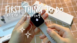 Starlight Apple Watch SE 2🌼 40mm unboxing  screen protector  straps [upl. by Rozalin]