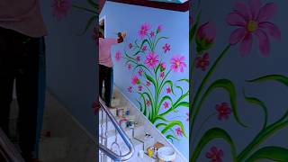 Wall painting design ideawall art flower design shorts short art design painting [upl. by Ttenneb998]