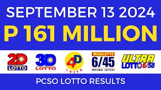 Lotto Result Today 9pm September 13 2024  PCSO Complete [upl. by Sik]