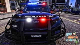 Playing GTA 5 As A POLICE OFFICER City Patrol HPD GTA 5 Lspdfr Mod 4K [upl. by Htebyram]