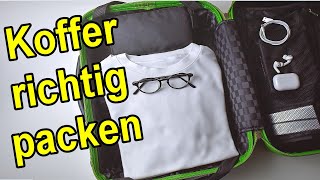 Koffer richtig platzsparend packen  Reisetasche platzsparend packen  Hacks amp Tipps [upl. by Ahsikrats]