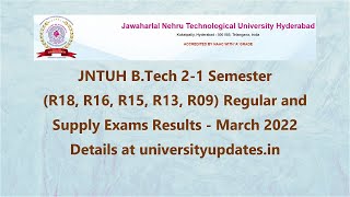 JNTUH BTech 21 Results  March 2022 [upl. by Thurber]