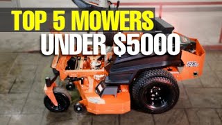 TOP 5 zeroturn MOWERS under 5000 in 2021 [upl. by Nonek]