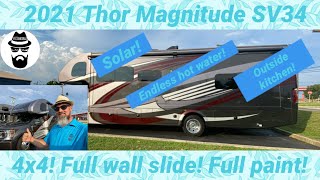 Awesome 4x4 Super C with outside kitchen 2021 Thor Magnitude SV34 [upl. by Ociredef]