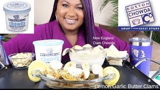 SEAFOOD BOIL MUKBANG  CLAMS  NEW ENGLAND CLAM CHOWDER [upl. by Addiel723]