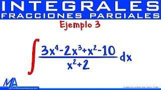 Integración por fracciones parciales  Ejemplo 3 División [upl. by Couchman]