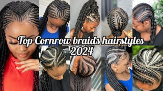 Top 50 Cornrow braids hairstyles for black ladies  Cornrow hairstyles Cornrows styles 2024 [upl. by Berardo303]