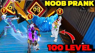 Noob No internet Prank 😊 लेकिन सामने V badge Player आ गया 😭 100 Level Emote 😱 Garena free fire [upl. by Ennaj]