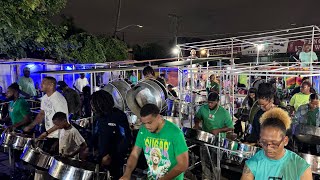 Metro Steel Orchestra practices “Lorraine” at their panyard in Brooklyn Regular Tempo [upl. by Nyral]