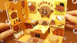 DIY Miniature dollhouse  BTS amp BT21 SHOOKY room decor [upl. by Ilac]