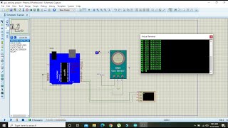 gas sensor with arduino in proteus  simulation of gas sensor module with arduino in proteus [upl. by Mesics553]