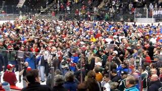 Minnesota Wild  112610  Guinness World Record of Mustaches in one gathering [upl. by Ydissak40]