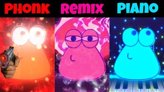 Pou Phonk vs Remix vs Piano All version [upl. by Lehsar]