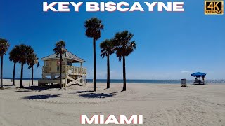 Driving and Walking Key Biscayne Miami  Crandon Beach 4K [upl. by Aihselat]