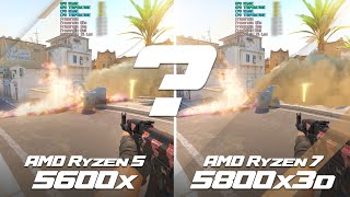 AMD Ryzen5 5600x vs Ryzen7 5800x3D  Benchmark comparison  NVIDIA GeForce RTX 4070  CS2 [upl. by Dacey868]