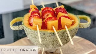 How to make a Rockmelon decoration  fruits cutting  decoration idea [upl. by Lesde94]