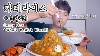 고봉마운틴 먹을수록 더 맛있는 카레라이스 리얼사운드 먹방ㅣCurried riceWhole Radish Kimchi Real eating sound Mukbang [upl. by Nonnairb]