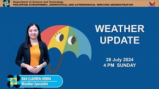 Public Weather Forecast issued at 4PM  July 28 2024  Sunday [upl. by Milzie]