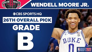 Wendell Moore Jr selected No 26 overall by the Houston Rockets  2022 NBA Draft  CBS Sports HQ [upl. by Gyasi718]