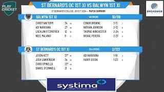 St Bernards OC 1st XI v Balwyn 1st XI [upl. by Zachar]