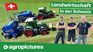 Landwirtschaft in der Schweiz  Göweil Rundballenpresse am Steilhang  XXL Milchviehbetrieb [upl. by Ocirrej]