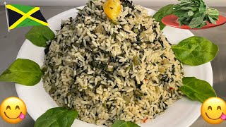 JAMAICAN Callaloo Rice  How To Make Callaloo Rice  Vegetarian Dish  Delicious amp TastyNEW RECIPE [upl. by Maghutte]