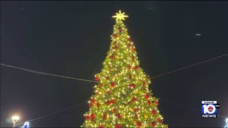 Bayfront Park lights massive Christmas Tree [upl. by Noerb]