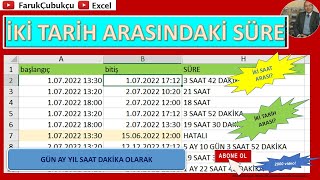 EXCEL İKİ TARİH ARASINDAKİ SÜRE  YIL AY GÜN SAAT DAKİKA  YENİ [upl. by Eniamrahs]