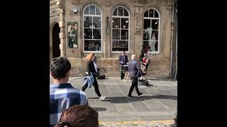 Pipes and Drums in Edinburgh  Always a great Street Scene  Bagpipes can be heard all over the City [upl. by Sug]