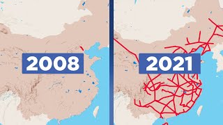 The Unstoppable Growth of Chinas HighSpeed Rail Network [upl. by Ynaittirb]