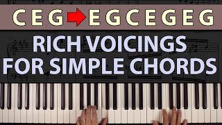 RICH voicings for SIMPLE chords Beginnerintermediate piano lesson [upl. by Ogilvie]