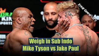 Jake Paul di Tampr Mike Tyson saat Face off  Penimbangan Mike Tyson VS Jake Paul Sub Indo [upl. by Bihas]