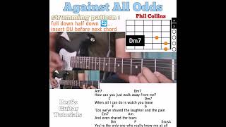 Against All Odds— Phil Collins guitar chords w lyrics amp strumming tutorial [upl. by Eissim]