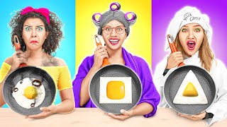 GRANDMA VS ME GEOMETRIC SHAPE FOOD CHALLENGE  Crazy Kitchen amp Cooking Hacks by 123 GO CHALLENGE [upl. by Jarvis]