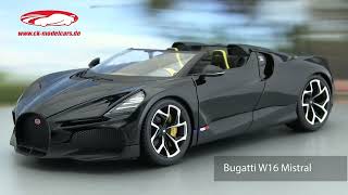 ckmodelcarsvideo Bugatti W16 Mistral Baujahr 2023 schwarz Bburago [upl. by Dupre]