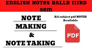 Note making amp Note taking  ballb  English Notes [upl. by Adda]