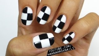 EASY Checkerboard Nail Art [upl. by Aikahs614]