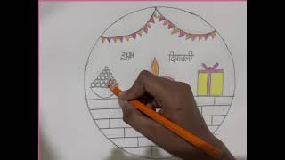 How to draw diwali 🪔🪔🪔 poster making drawing colouring and painting 🎨🖌️🖌️ [upl. by Ecirtaed759]