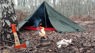 Polish Lavvu tent food and campfire [upl. by Cirde919]