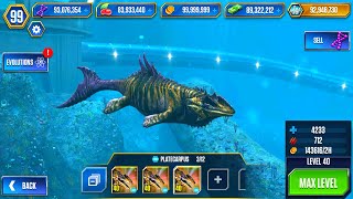 PLATECARPUS MAX LEVEL 40 TOURNAMENT  JURASSIC WORLD THE GAME [upl. by Pietra]