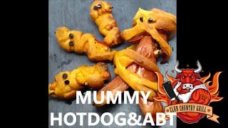 Video Corso BBQ  Nr 15  Mummy Hotdog amp ABT Atomic Buffalo Turds ricetta ideale di Halloween [upl. by Ahseena356]