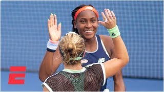 Coco Gauff and Caty McNally win Round 1 doubles match in straight sets  2019 US Open Highlights [upl. by Malda264]