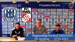 Pressekonferenz Babelsberg 03 vs FC RotWeiß Erfurt  nulldreitv  Saison 202324 [upl. by Yttig204]