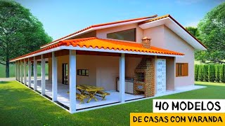 CASA PEQUENA COM VARANDA  40 modelos de casas simples e bonitas [upl. by Ardet658]