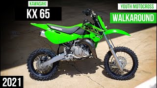 2021 Kawasaki KX 65 Dirt Bike Walkaround  KX65 Youth OffRoad Motocross Motorcycle [upl. by Betsey237]