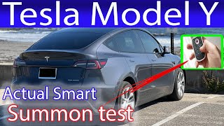 Official Tesla Model Y Actual Smart Summon Test  REAL WORLD [upl. by Atinel]